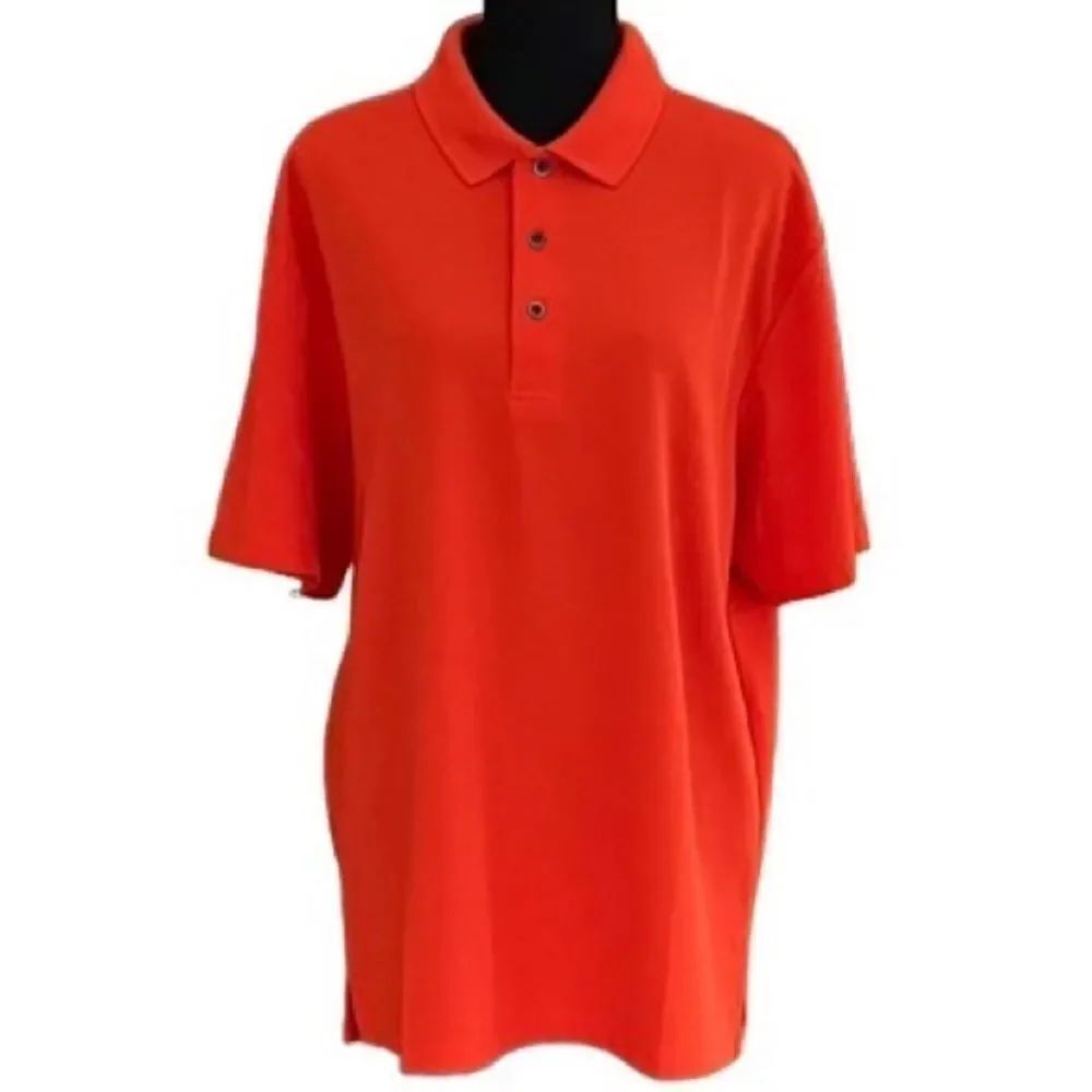 GRAND Slam Performance ribbed orange polo golf shirt, size L
